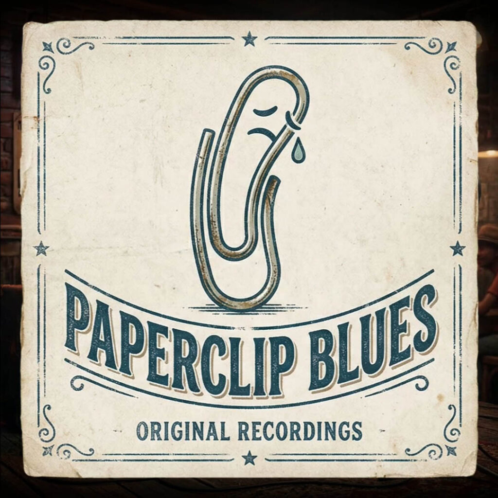 Illustration of crying paperclip